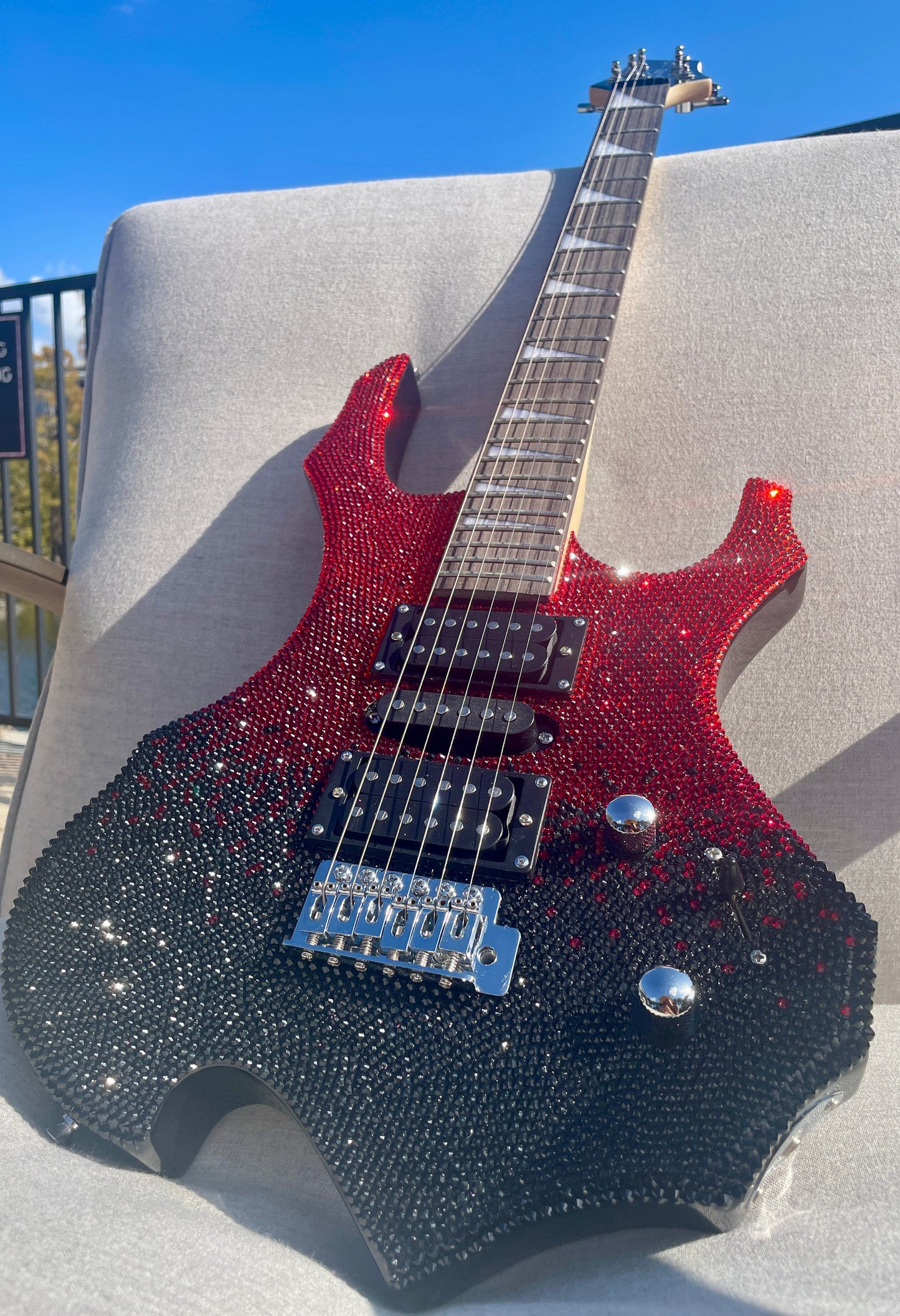 Red to Black Ombré Bling  Electric Guitar