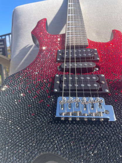 Red to Black Ombré Bling  Electric Guitar